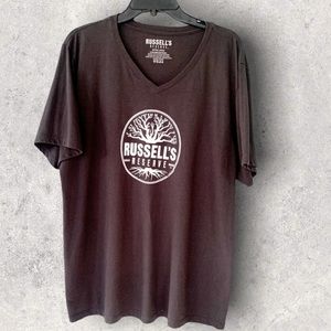 Ladies Russels Reserve Bourbon promotional Grey V Neck T Shirt Sz. L